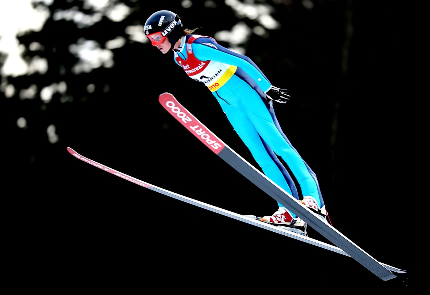 Nina Lussi competes in the qualification jump of a World Cup event on Dec. 22 in Hinterzarten, Germany.