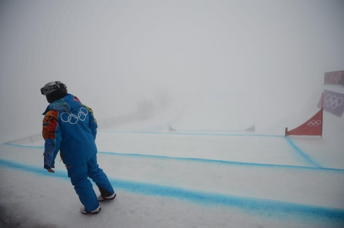 Poor visibility led to the delay of the men's snowboard cross competition at the Sochi Olympics.