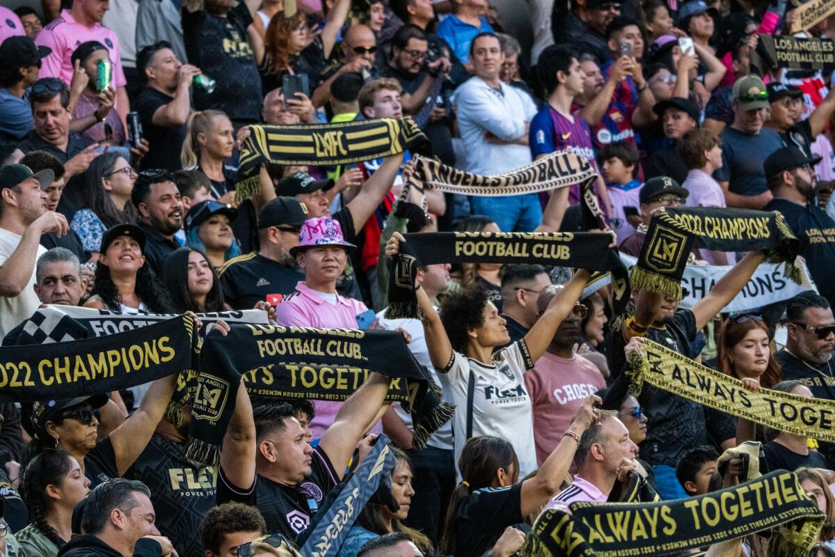 LAFC fans show their support during a game against Inter Miami at BMO Stadium in September.