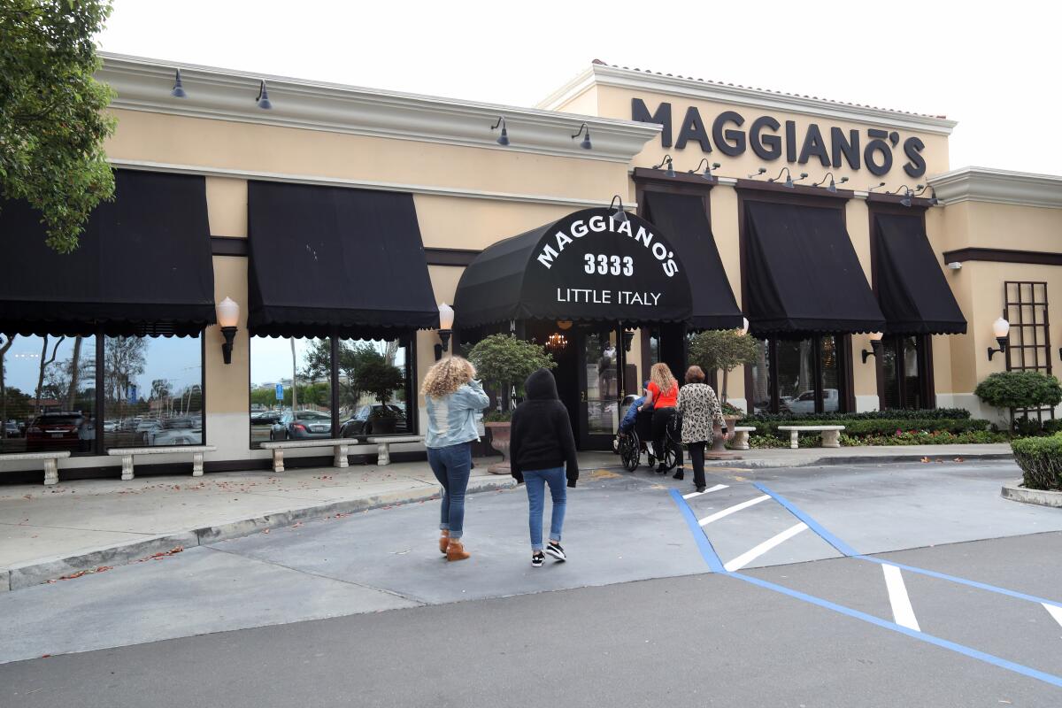 Maggiano's Little Italy restaurant, at Costa Mesa's South Coast Plaza