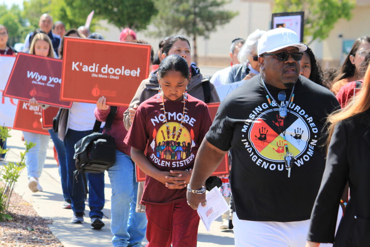 Native American and Indigenous relatives observe Missing and Murdered Indigenous Persons Awareness Day in Albuquerque, N.M.