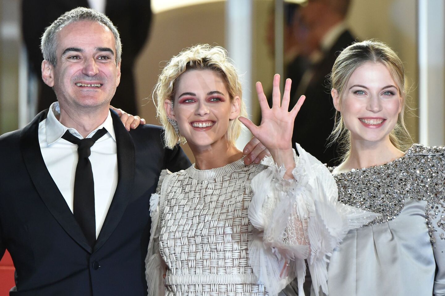 Director Olivier Assayas, actress Kristen Stewart and actress Nora von Waldstatten attend the Cannes Film Festival screening of the film "Personal Shopper" on May 17.