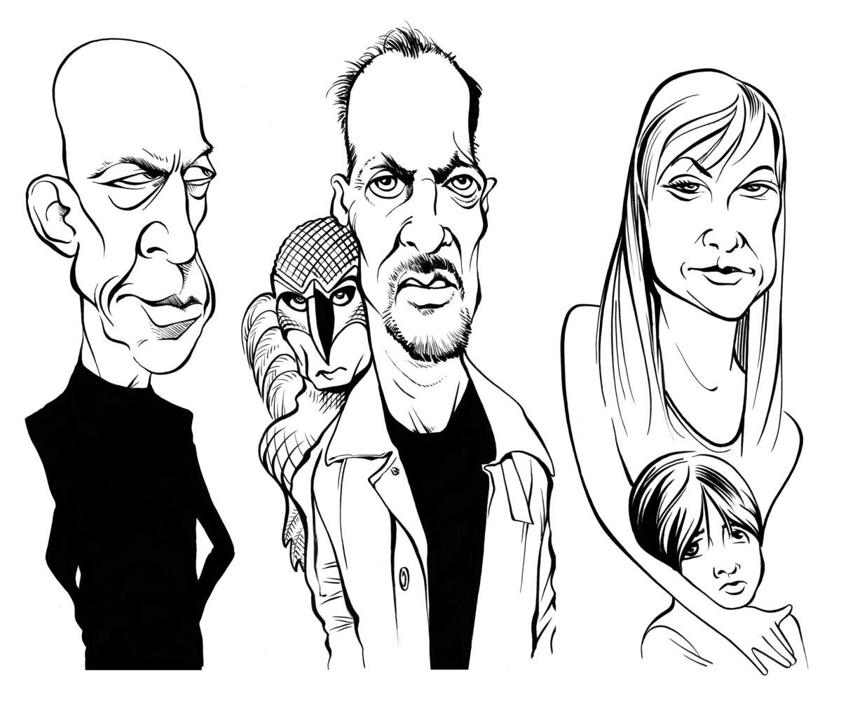 Illustration for the Oscar nominations of J. K. Simmons, Michael Keaton and Patricia Arquette.