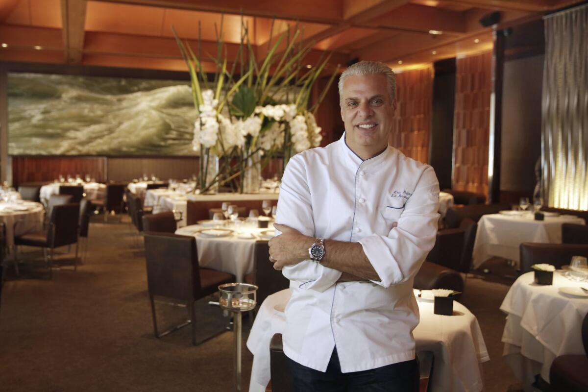 Chef Eric Ripert in the dining room of his New York restaurant, Le Bernardin, in 2016. 