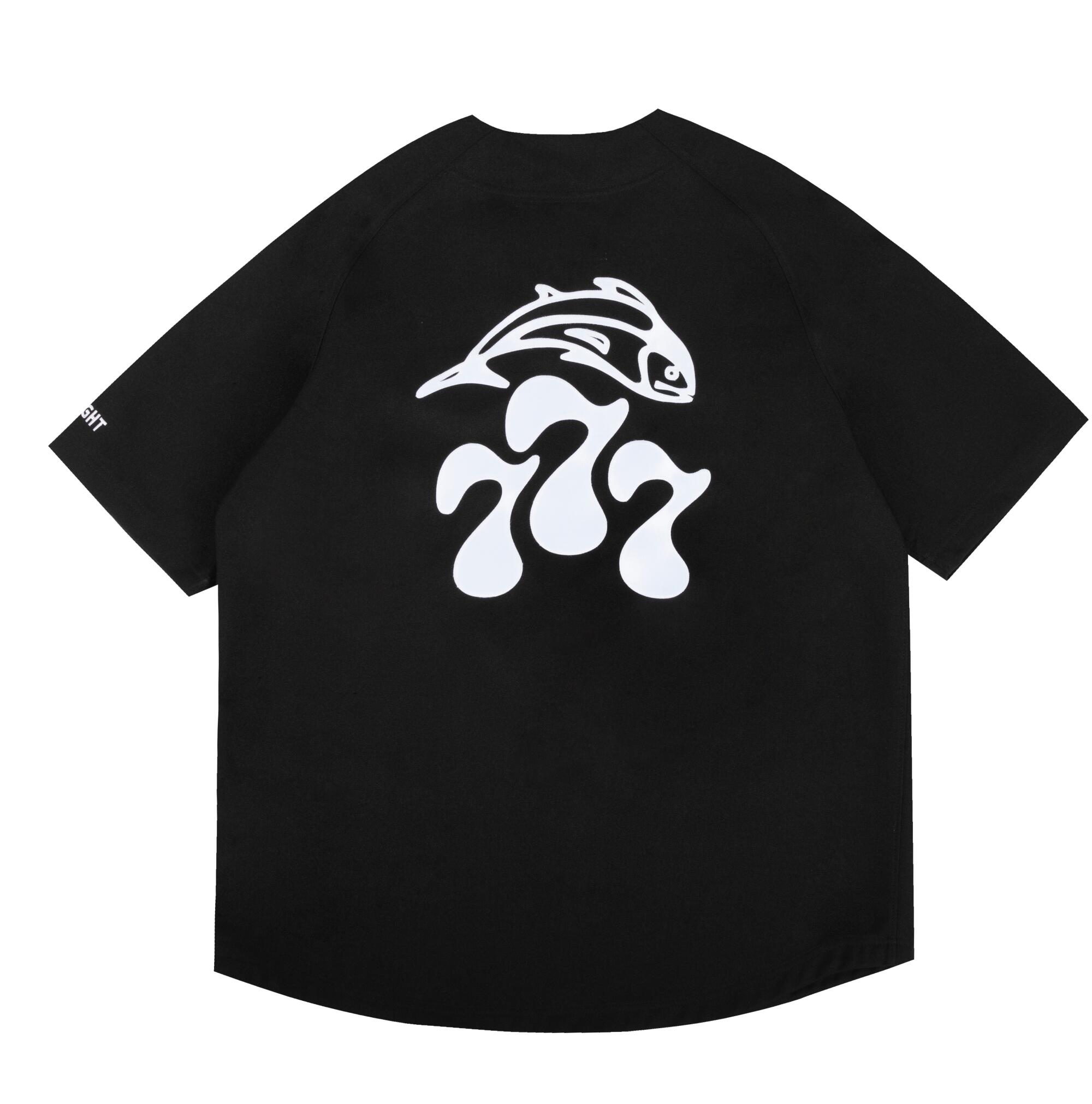 Black tee with fish logo