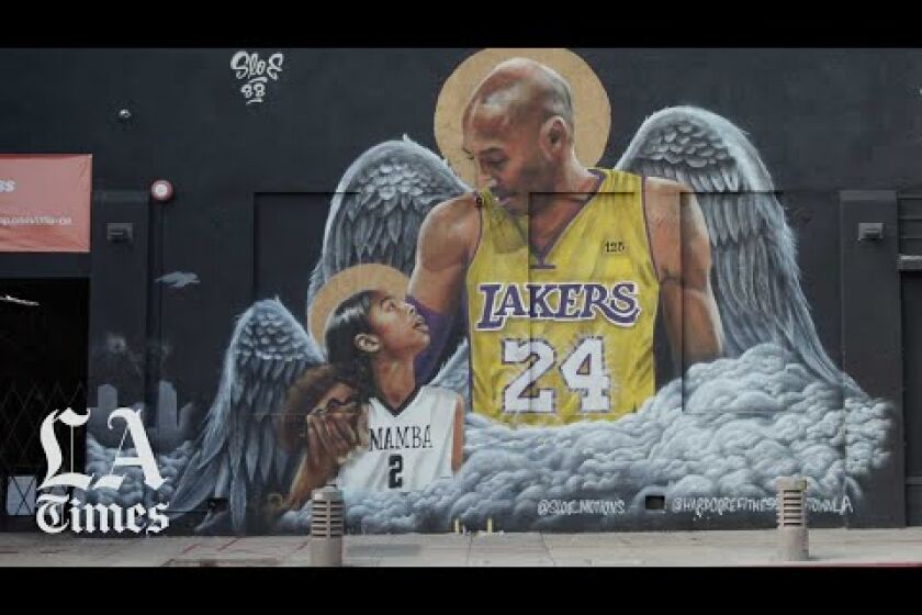 Fans flock to Kobe Bryant murals one year after his death