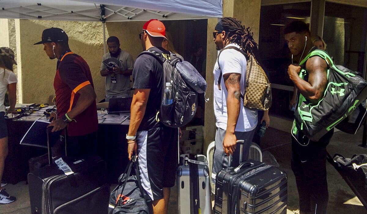 Rams rookies arrive at UC Irvine for training camp on Tuesday.