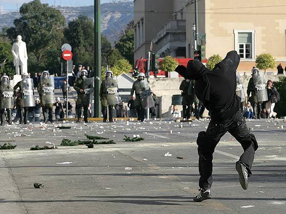 Rioting in Greece - Projectile