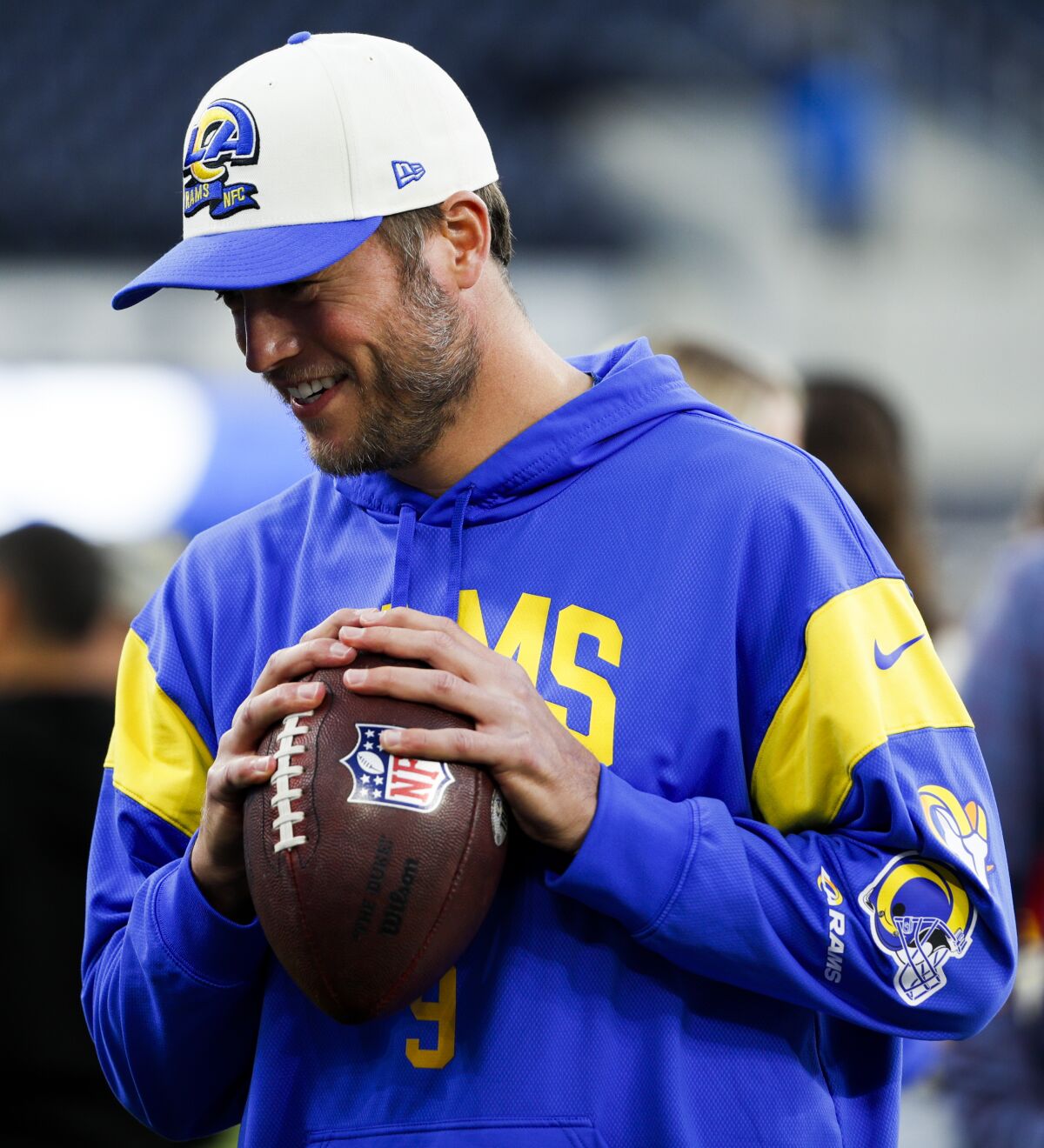  Rams quarterback Matthew Stafford (9) out of uniform before a game in December.