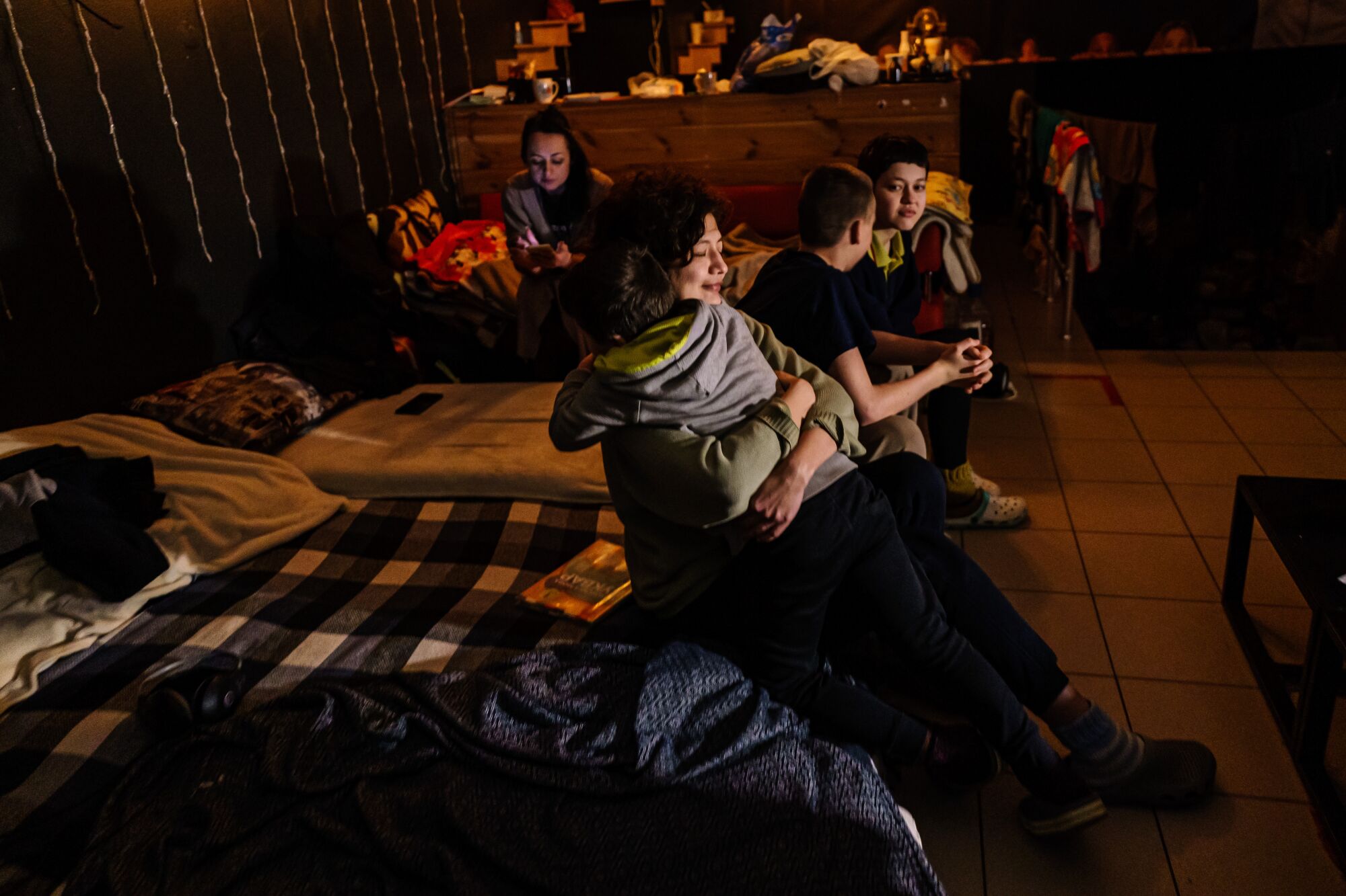 Residents in an underground in a shelter in downtown Kharkiv.