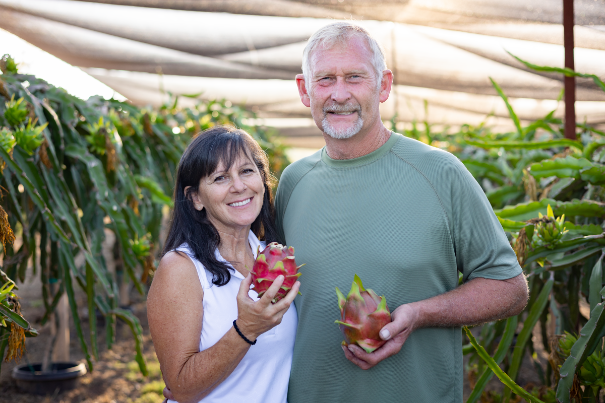 Betsy and Kevin Brixey, owners of Dragon Delights ranch in Ramona.