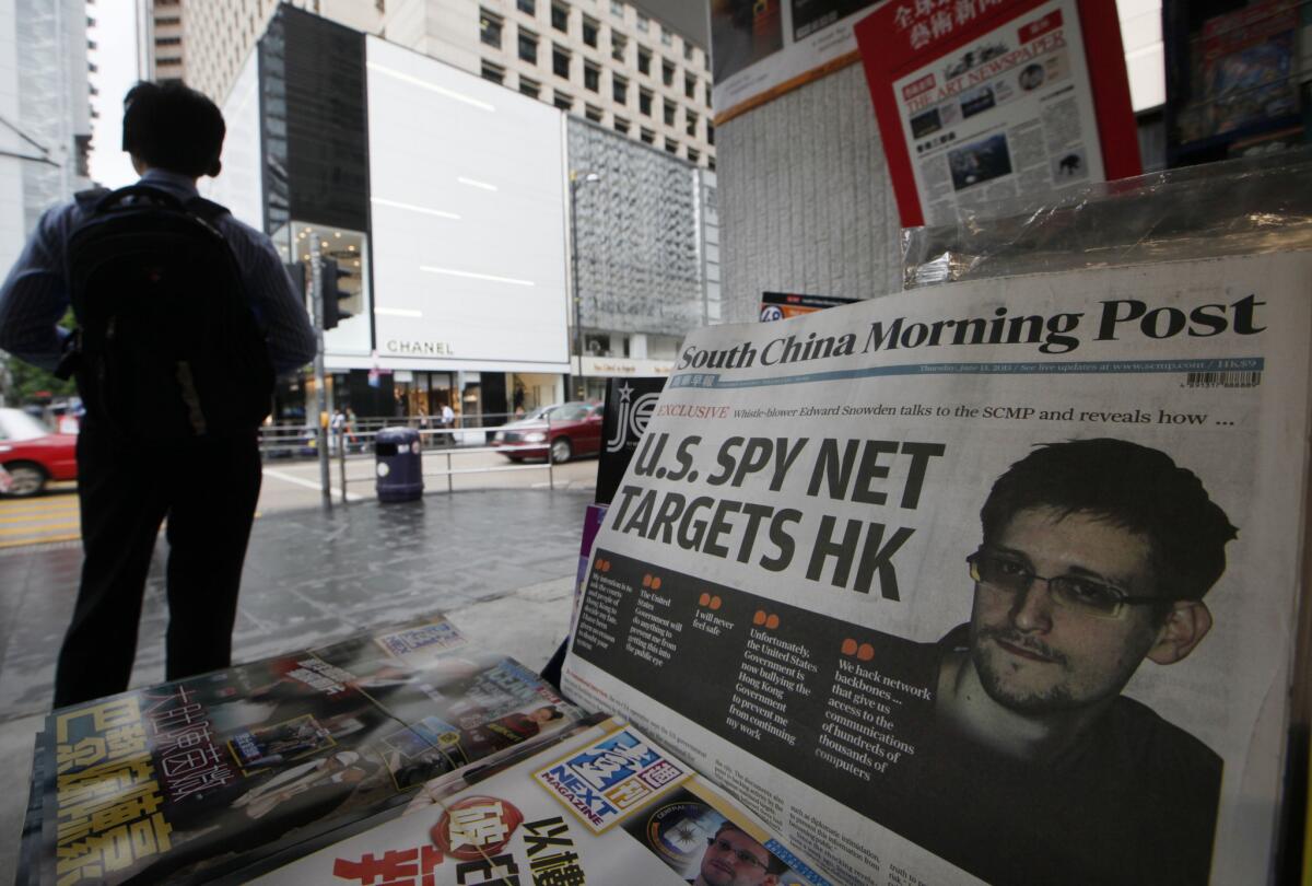 The South China Morning Post in Hong Kong features a photo of Edward Snowden, a former government employee who leaked top-secret documents about sweeping U.S. surveillance programs.