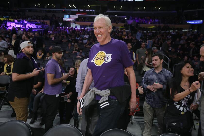 LOS ANGELES, CA, WEDNESDAY, OCTOBE 26, 2016 - Bill Walton arrives to watch his son, Luke experience his debut as head coach of the Lakers in an opening season game against the Houston Rockets at Staples Center. (Robert Gauthier/Los Angeles Times)