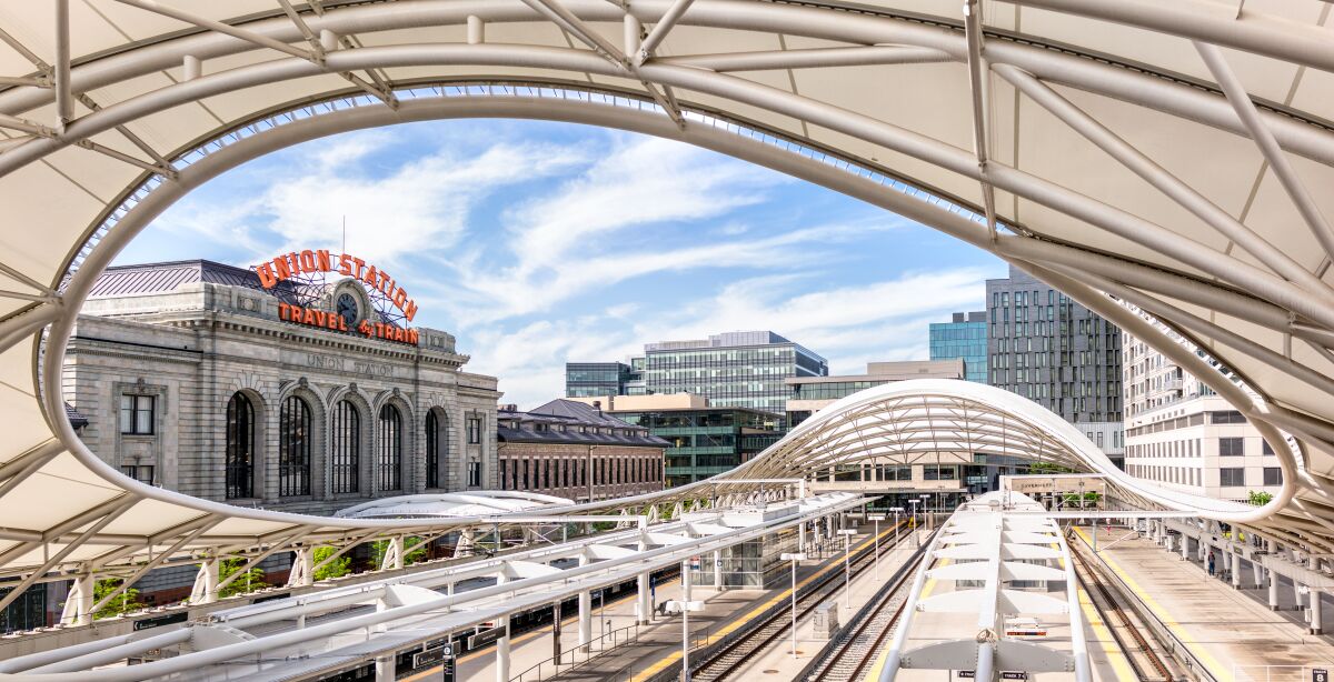 The Denver airport rail drops travelers off at Union Station.