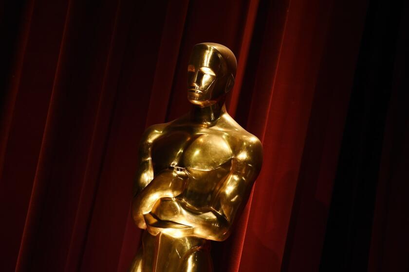 An Oscar statue is on display during the Academy Awards nominations announcement at the Samuel Goldwyn Theater in Beverly Hills on Thursday.