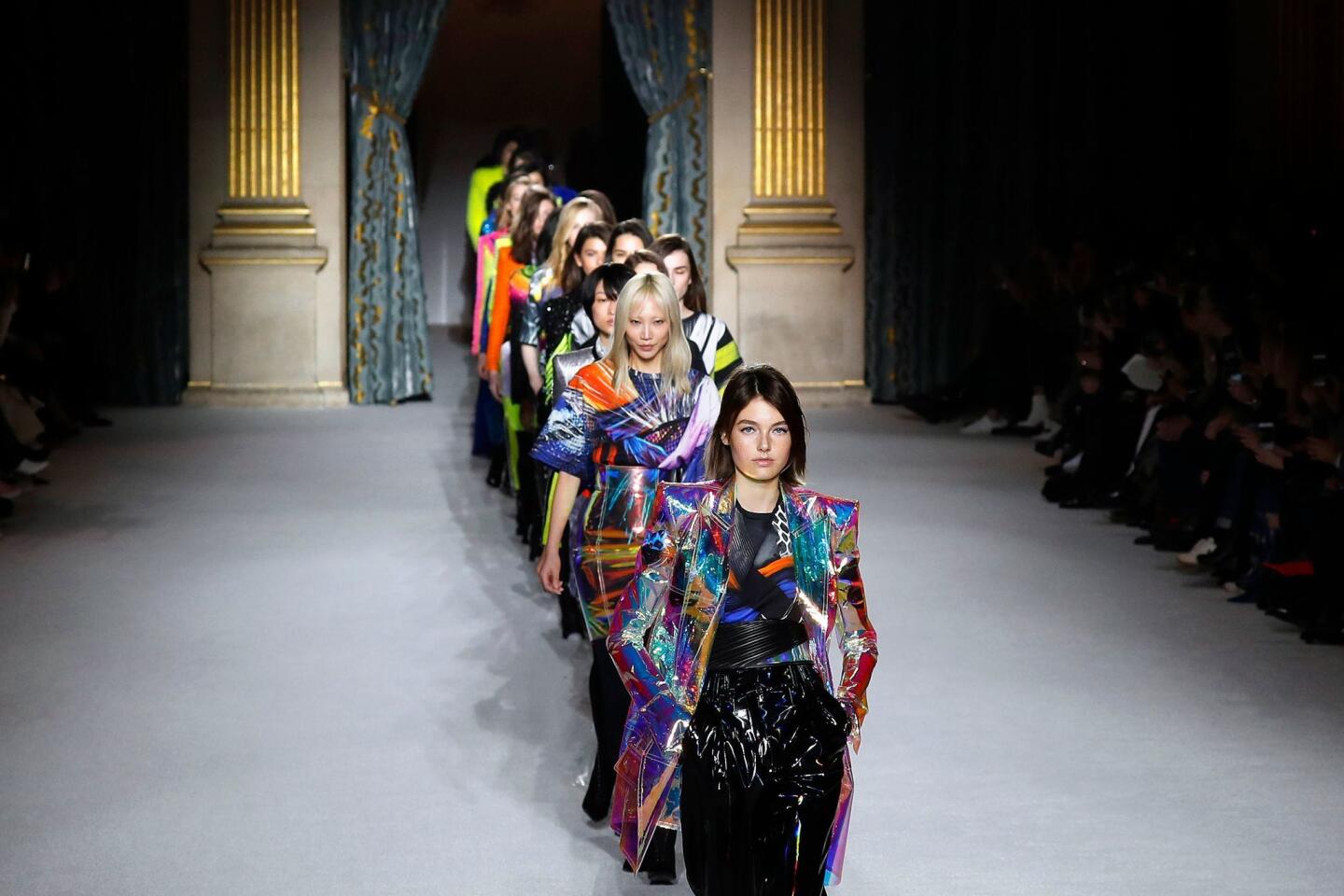 The finale of the Balmain fall/winter runway show at Paris Fashion Week on March 2.
