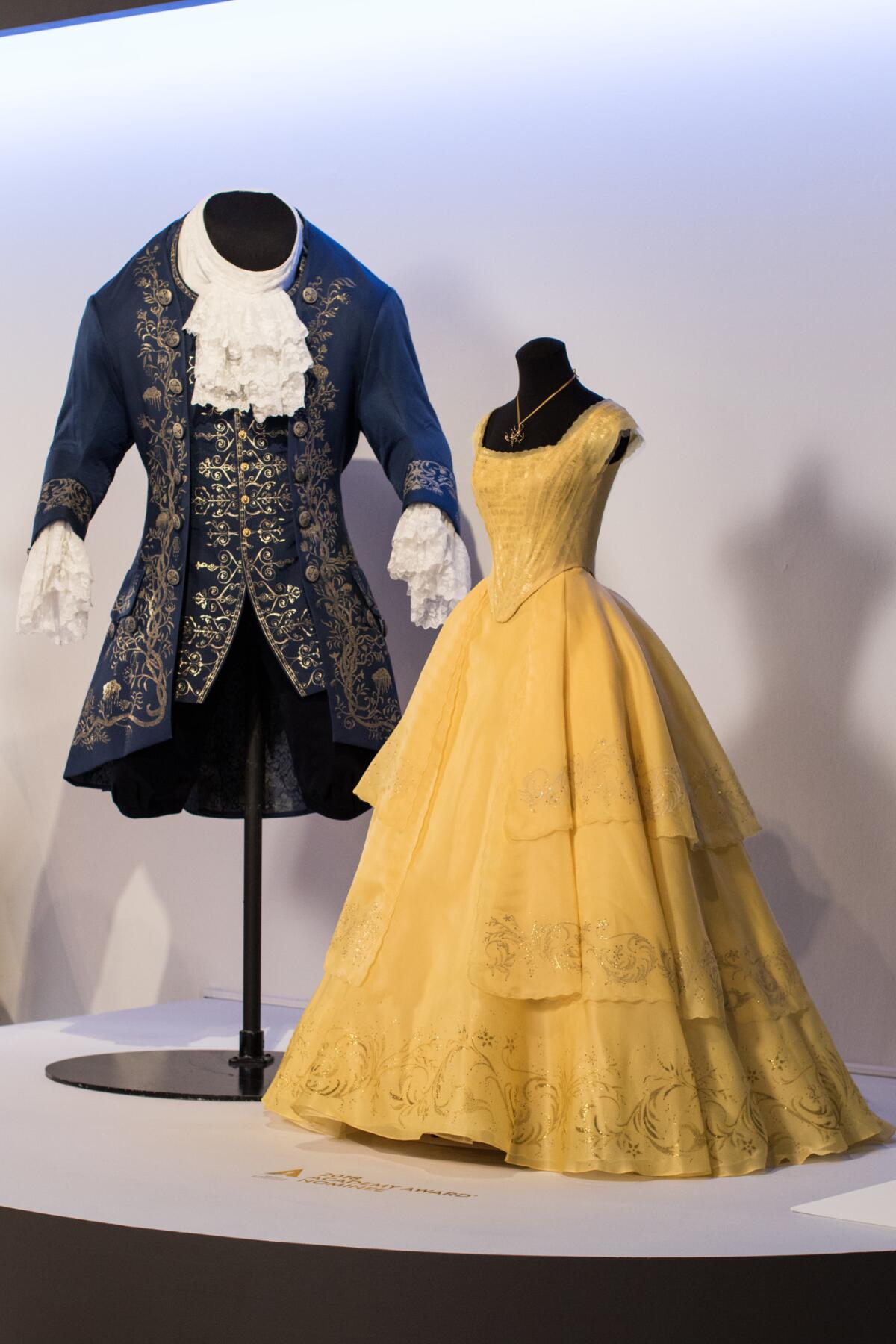 "Beauty and the Beast" costumes by Jacqueline Durran, a double Academy Award nominee for costume design. In addition to "Beauty and the Beast," she's also nominated in the same category for her work in "Darkest Hour."