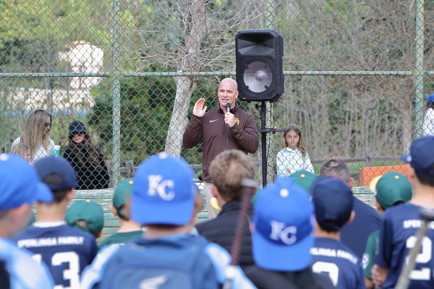 Former MLB player Mark Sweeney encourages the players to cherish the relationships they will make in Little League