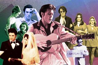 A collage of actors who have played Elvis Presley over the years.