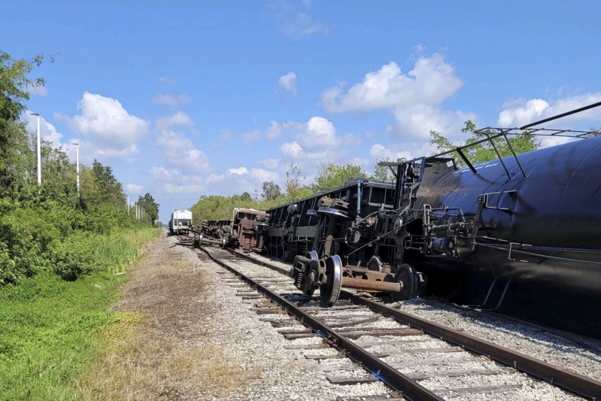 Propanefilled car flips over in Florida train derailment The San