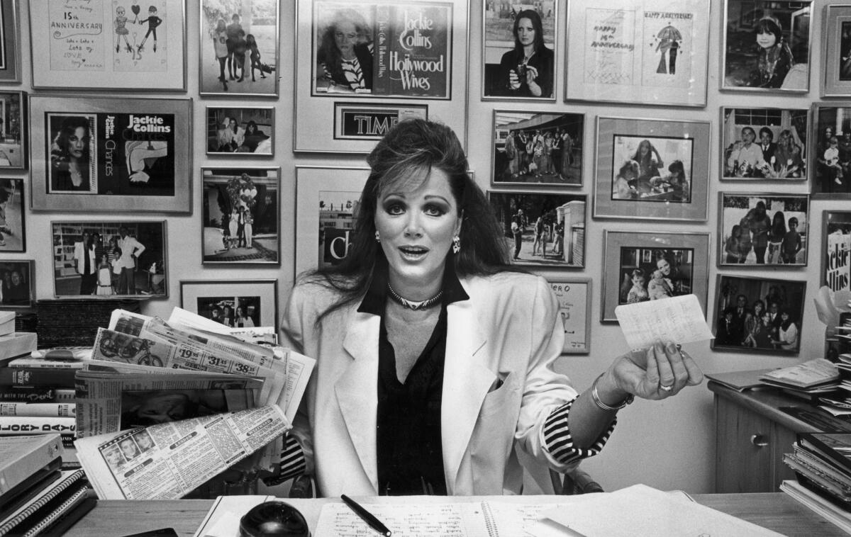 June 23, 1987: Author Jackie Collins in her Beverly Hills home.