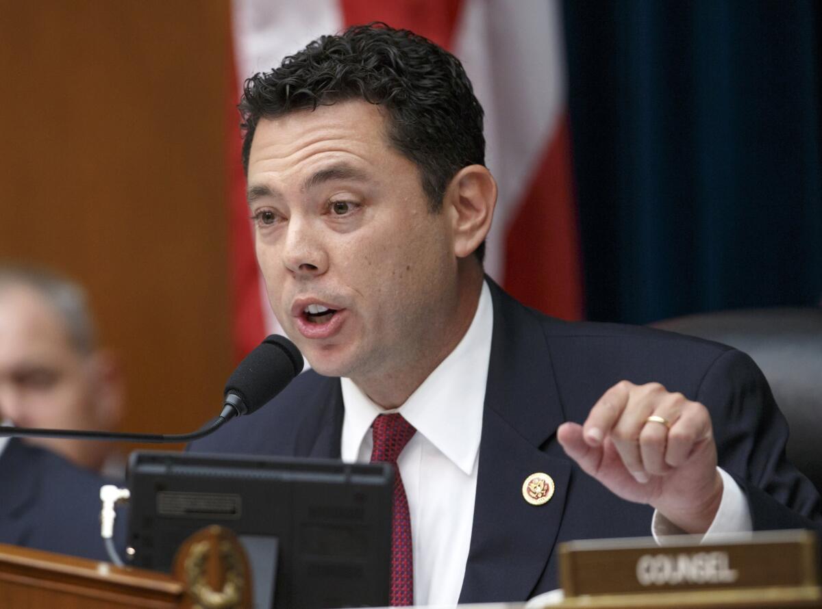 Two congressional panels are looking into whether the White House improperly influenced a net-neutrality proposal by the FCC's chairman. Above, a Sept. 30 photo of Rep. Jason Chaffetz, chairman of one of the panels, the House Oversight and Government Reform Committee.