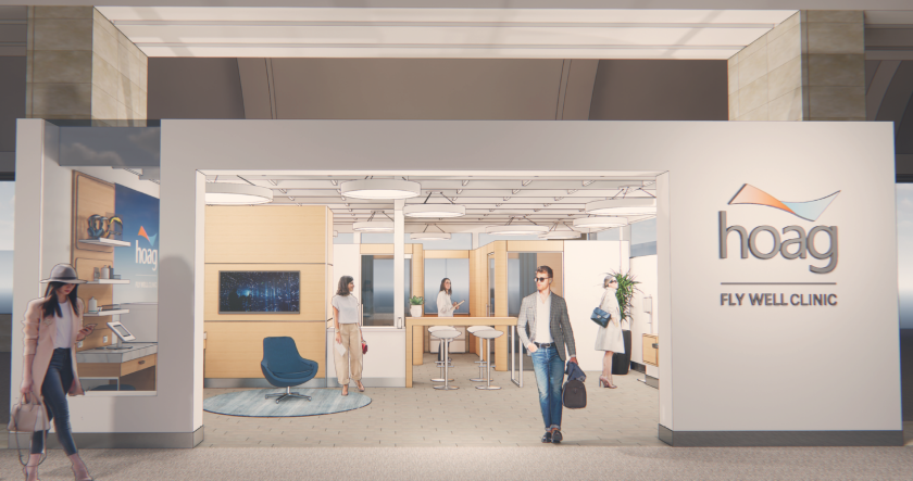 A rendering of the Fly Well clinic that will open at John Wayne Airport this spring.