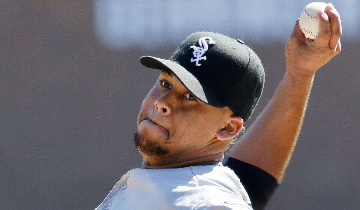 Frankie Montas of the Chicago White Sox pitches against Detroit on Sept. 23.