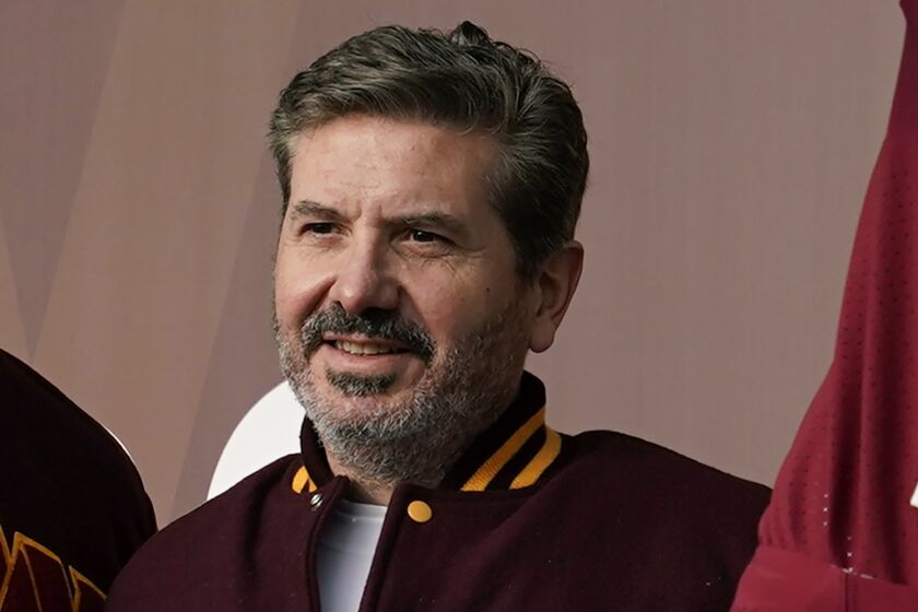 FILE - Dan Snyder, co-owner and co-CEO of the Washington Commanders, poses for photo.