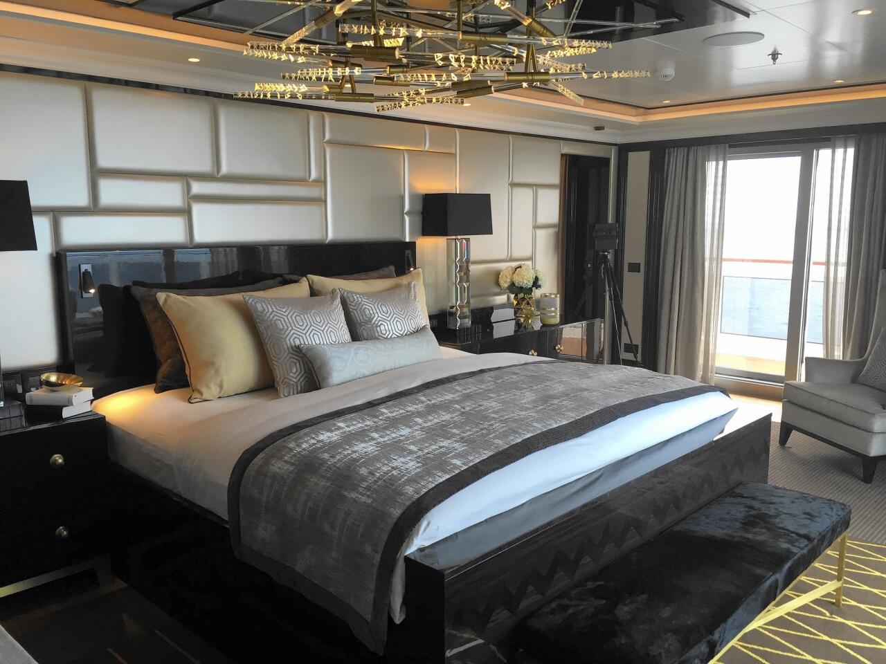 A handcrafted Savoir bed is the centerpiece of the suite's master bedroom. The mattress retails for $90,000.
