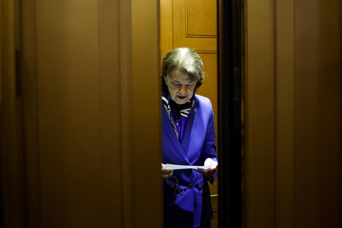 Sen. Dianne Feinstein leaves the Senate chamber on Dec. 5. 