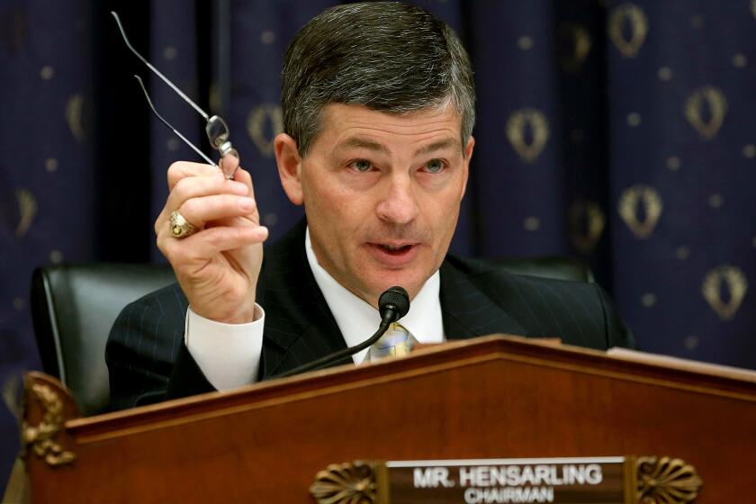 Rep. Jeb Hensarling (R-Texas), chairman of the House Financial Services Committee, poses a question during a 2013 hearing.