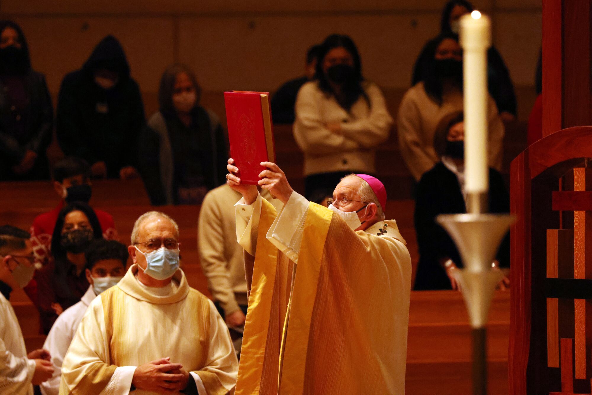 Archbishop Jose H. Gomez presides over Christmas Eve Family Mass at Cathedral of Our Lady of the Angels in Los Angeles