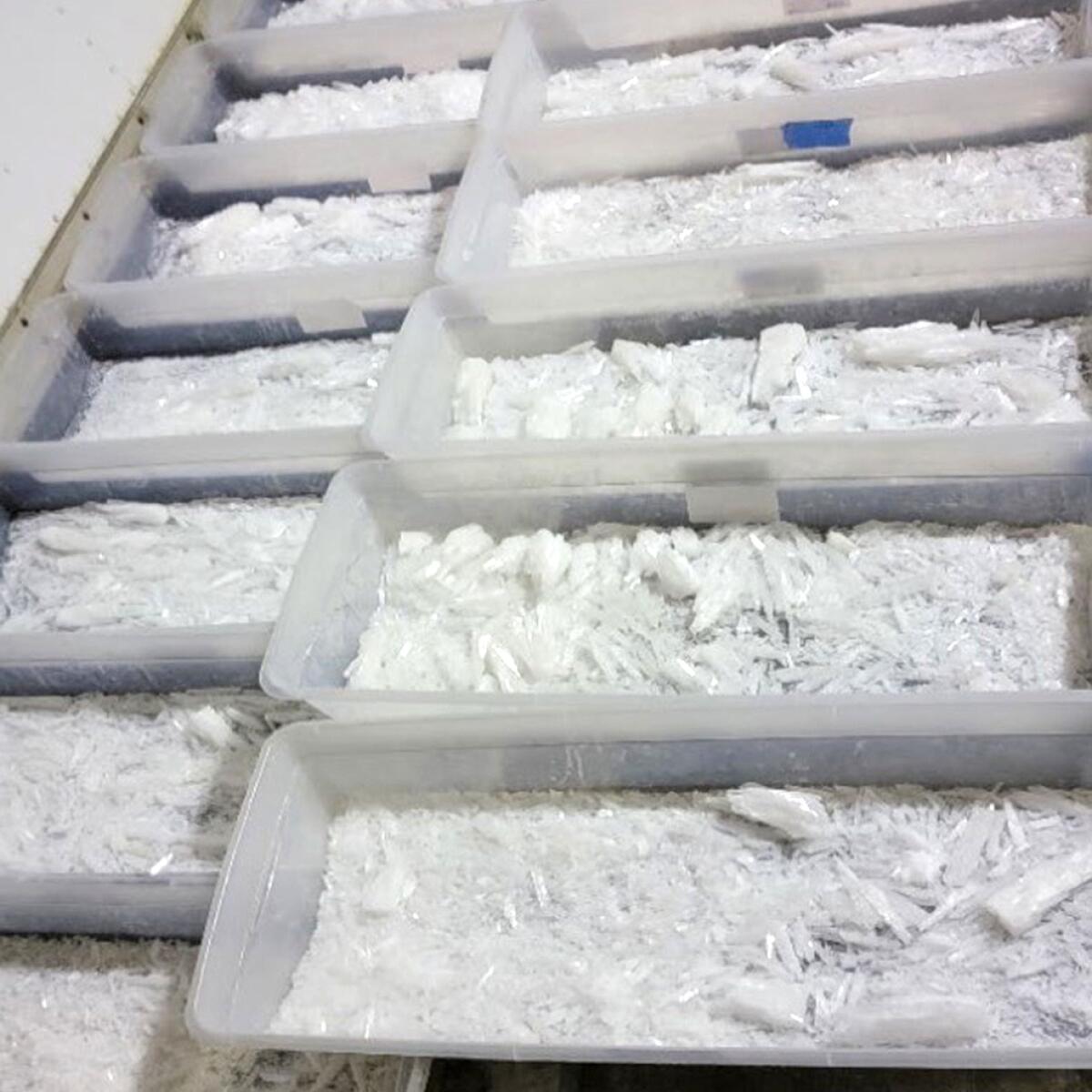 trays of methamphetamine crystals at the Santa Clara warehouse.