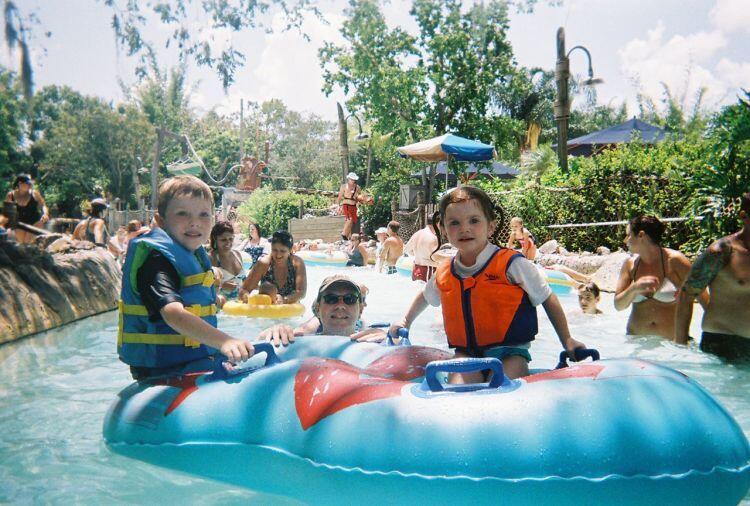 Castaway Creek, a continuously flowing lazy river, at Typhoon Lagoon is a favorite for swimmers of all ages.
