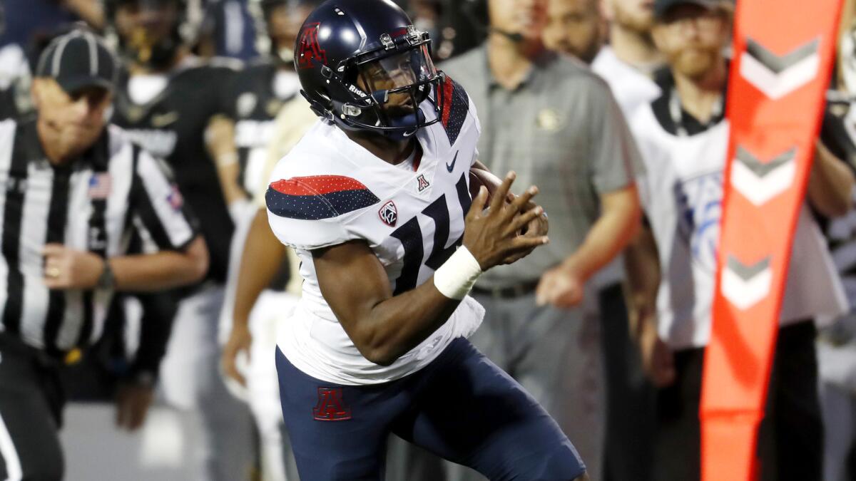 Arizona quarterback Khalil Tate came off the bench last week against Colorado to set a major college record for a quarterback by rushing for 327 yards.