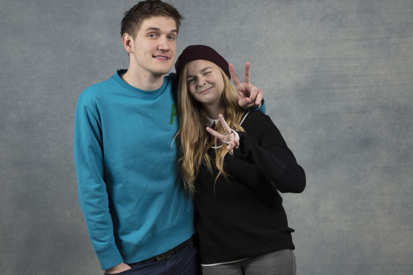 Writer/Director Bo Burnham and actress Elsie Fisher from the film, "Eighth Grade," photographed in the L.A. Times Studio during the Sundance Film Festival in Park City, Utah, Jan. 20, 2018.