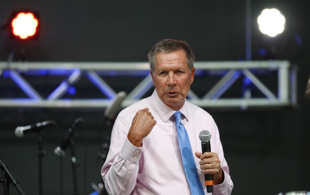 Ohio Gov. John Kasich speaks at the The Rock and Roll Hall of Fame and Museum on Tuesday in Cleveland.