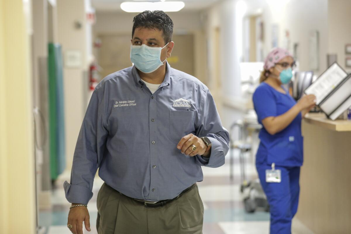 Dr. Adolphe Edward, CEO of El Centro Regional Medical Center, seen here on Monday, July 13, 2020 in Imperial, CA. 