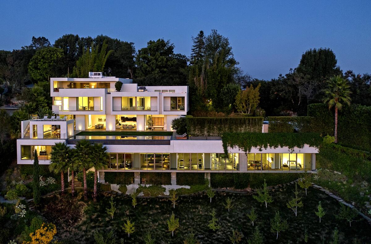 Called the Ledge House, the Bel-Air contemporary is on a roughly one-acre landscaped hillside as a series of ledges.