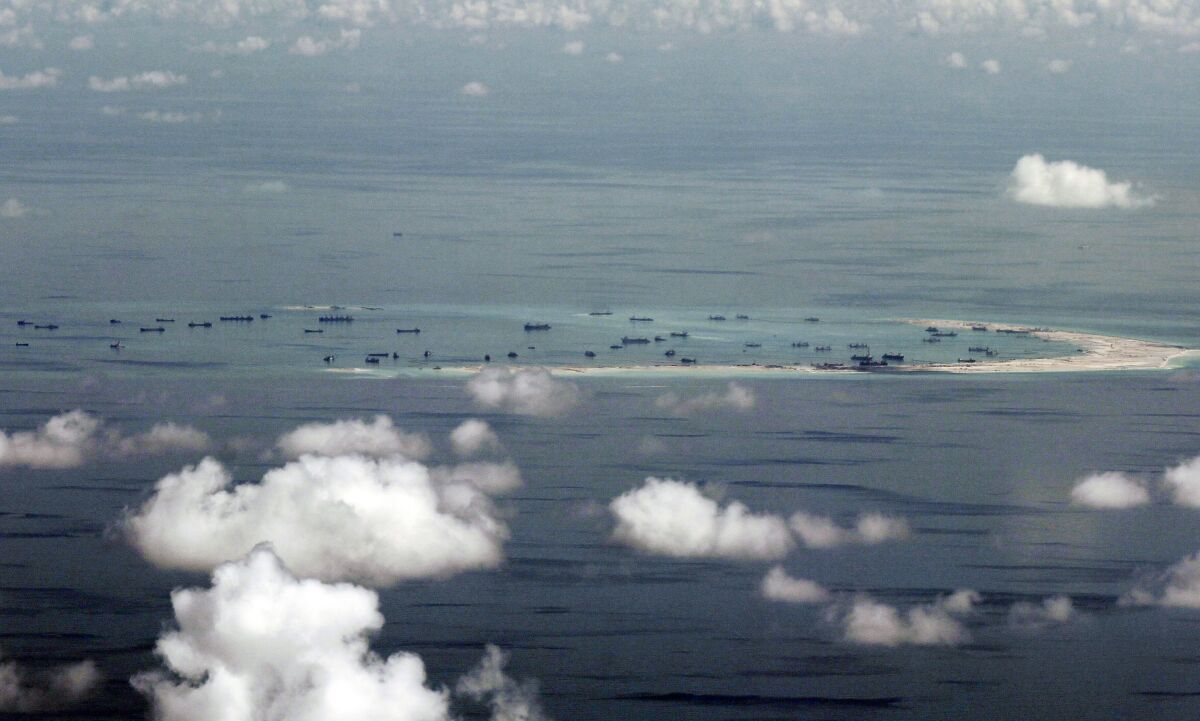China has built seven military bases on top of seamounts in the South China Sea, such as the one shown above.