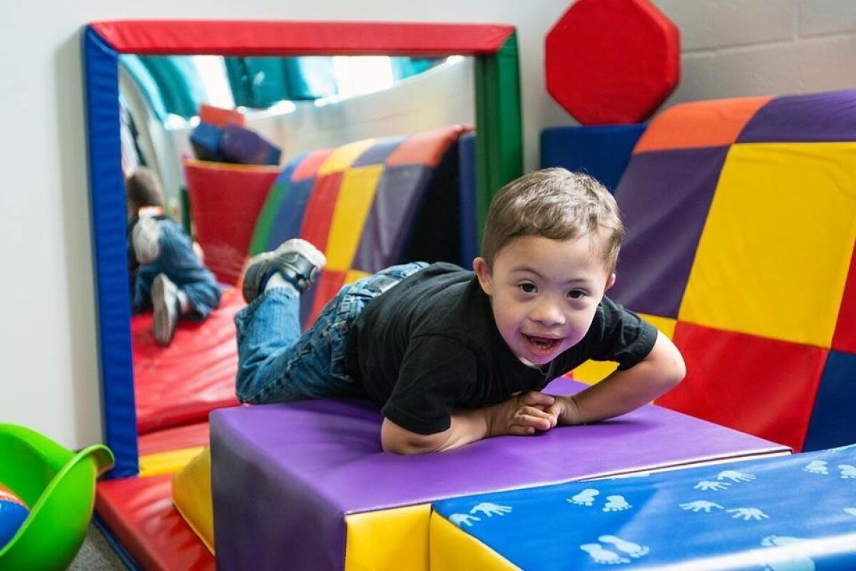 Mateo Candelario plays at GiGi's Playhouse San Diego in 2018.