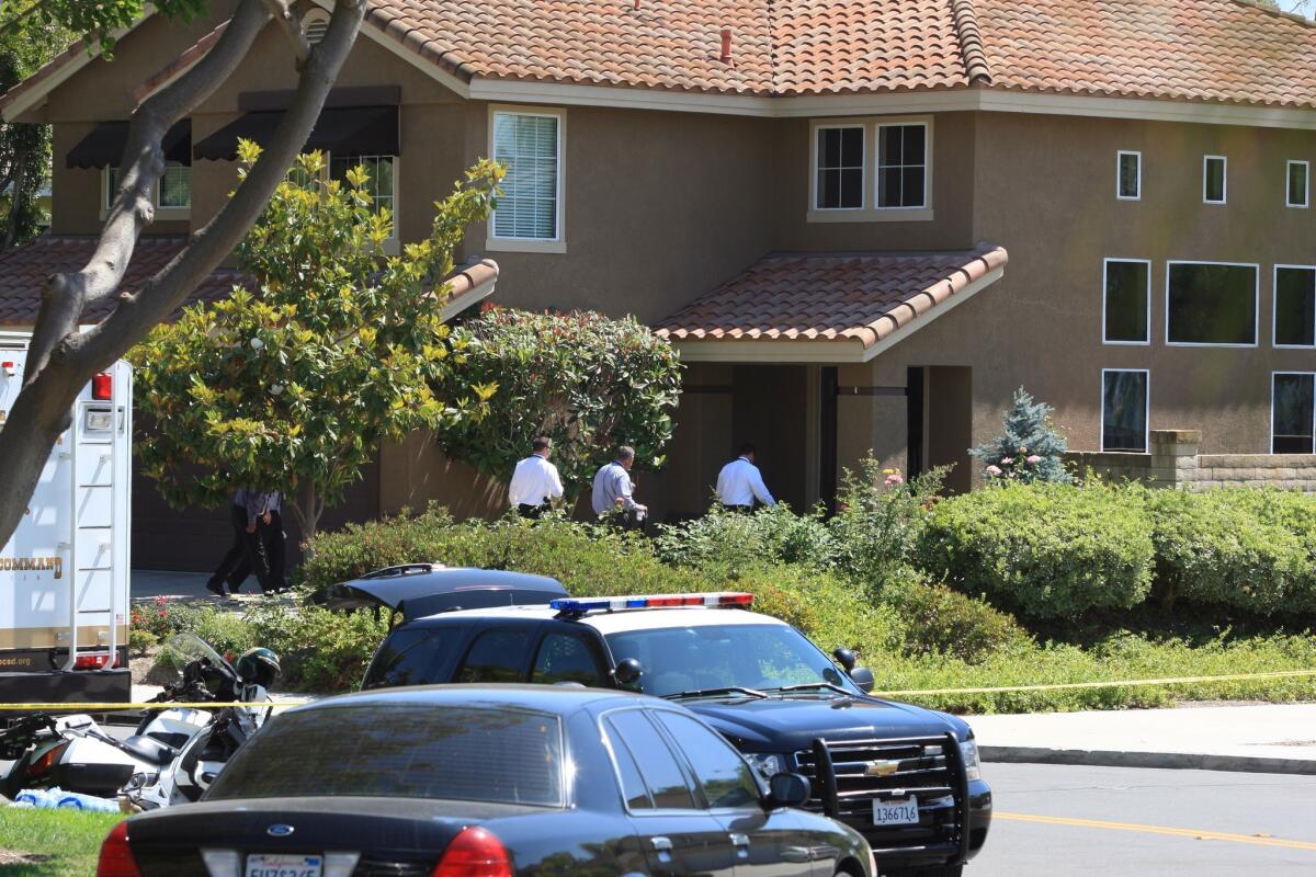 An investigation is underway in an upscale home in Mission Viejo, where the bodies of two males and two females were found dead in an apparent homicide.