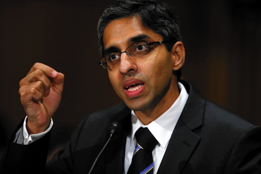 Vivek Hallegere Murthy, President Obama's nominee to become surgeon general, testifies at his confirmation hearing before the Senate Health, Education, Labor and Pensions Committee.