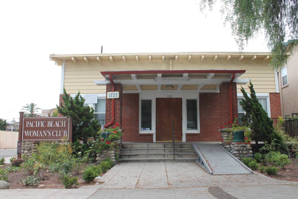 The Pacific Beach Woman's Club building is at 1721 Hornblend St.