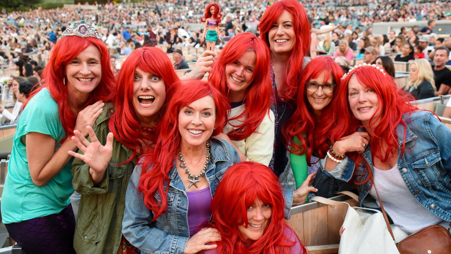 A group of Ariel redheads has fun at opening night of "Disney’s The Little Mermaid in Concert" at the Hollywood Bowl.