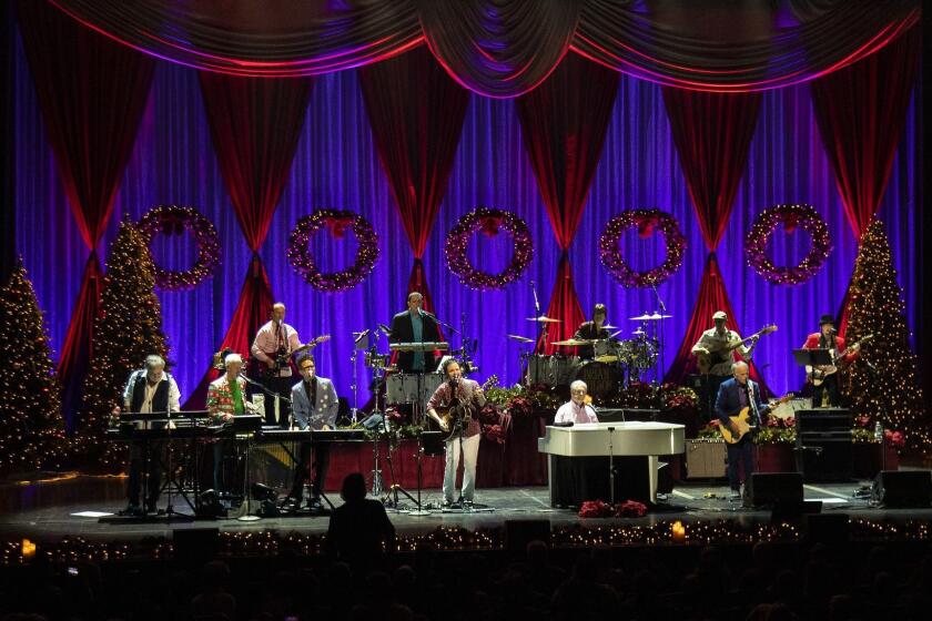 THOUSAND OAKS, CA - DECEMBER 20, 2018: Brian Wilson sings hits from the Beach Boys' iconic 1964 Christmas album while performing with his band in a concert at the Fred Kavli Theatre on December 20, 2018 in Thousand Oaks, California.(Gina Ferazzi/Los AngelesTimes)