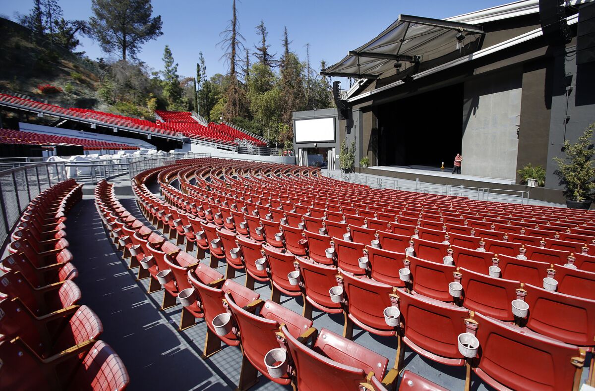 Bernie Sanders¿ campaign said that ¿interference from a Los Angeles city councilman¿ forced staffers to relocate a get-out-the-vote concert initially planned for the Greek Theatre, above.