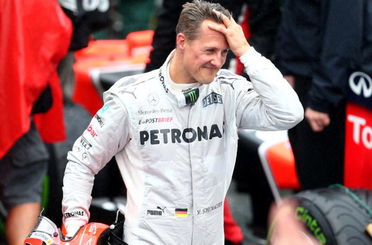 Former Formula One champion Michael Schumacher leaves the track in Sao Paulo after the Brazilian Grand Prix last month.