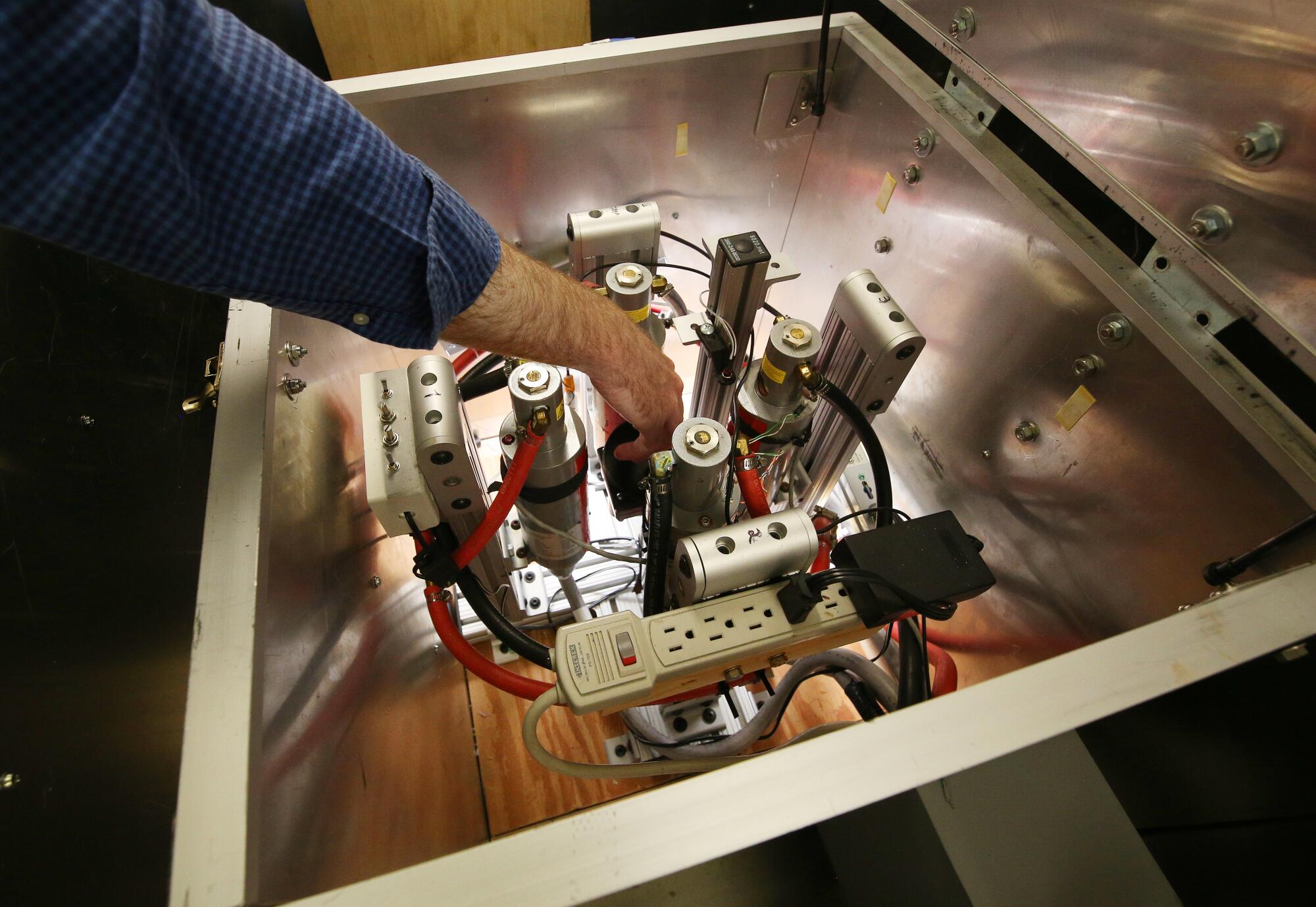 An X-ray machine designed to sterilize moths is shown at the Kearney Agricultural Research and Extension Center.